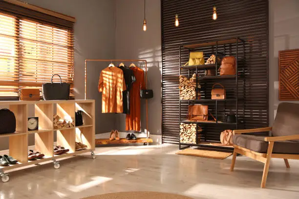 Retail store with warm brown wall colors and wood finishes by a painter in Cook County, IL.